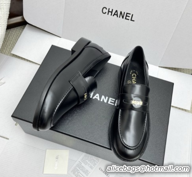 Good Looking Chanel Calfskin Loafers with CC Logo CH9327 Black