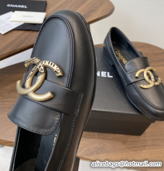 Good Looking Chanel Calfskin Loafers with CC Logo CH9327 Black