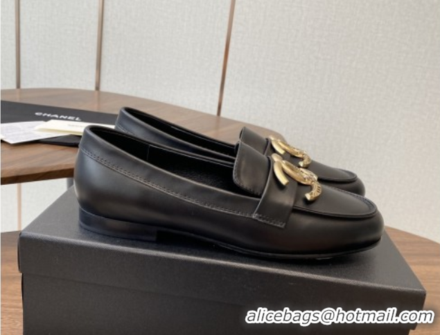 Good Looking Chanel Calfskin Loafers with CC Logo CH9327 Black