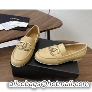 Luxurious Chanel Calfskin Loafers with CC Logo CH9329 Beige