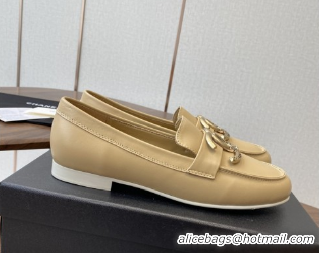 Luxurious Chanel Calfskin Loafers with CC Logo CH9329 Beige