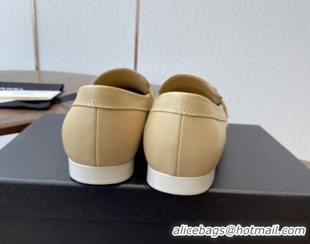 Luxurious Chanel Calfskin Loafers with CC Logo CH9329 Beige