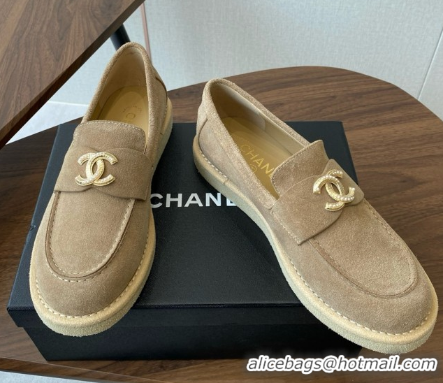 Pretty Style Chanel Suede Loafers CH9334 Brown