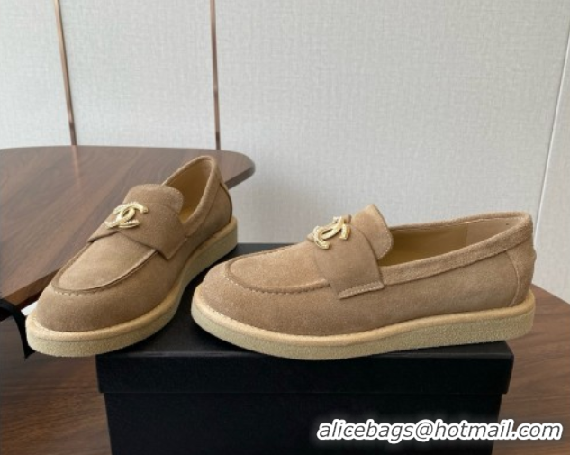 Pretty Style Chanel Suede Loafers CH9334 Brown