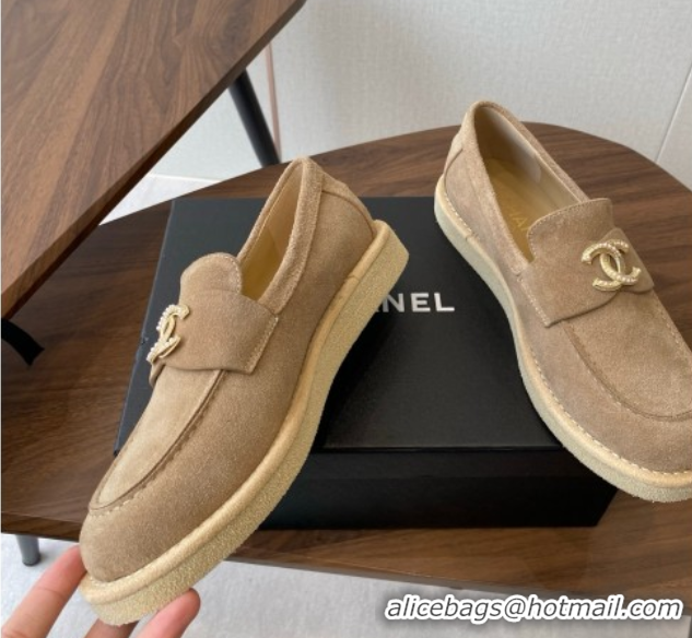 Pretty Style Chanel Suede Loafers CH9334 Brown