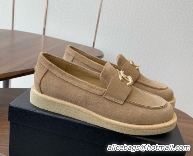 Pretty Style Chanel Suede Loafers CH9334 Brown