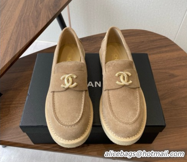 Pretty Style Chanel Suede Loafers CH9334 Brown
