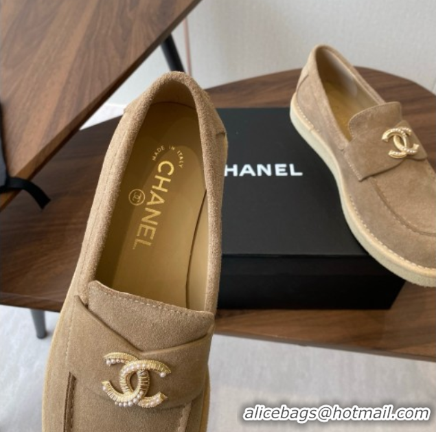 Pretty Style Chanel Suede Loafers CH9334 Brown