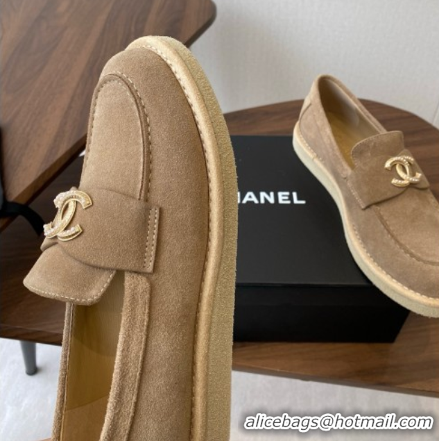 Pretty Style Chanel Suede Loafers CH9334 Brown