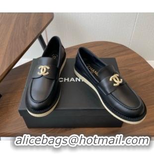 Top Grade Chanel Smooth Calfskin Loafers CH9336 Black 