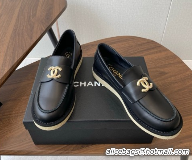 Top Grade Chanel Smooth Calfskin Loafers CH9336 Black 