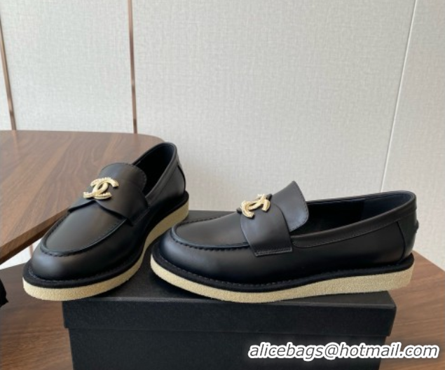 Top Grade Chanel Smooth Calfskin Loafers CH9336 Black 