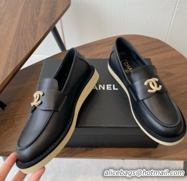 Top Grade Chanel Smooth Calfskin Loafers CH9336 Black 