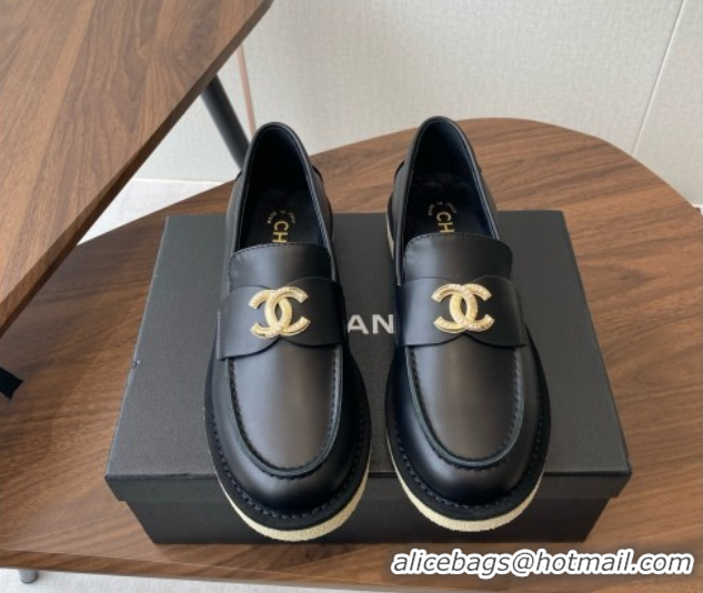 Top Grade Chanel Smooth Calfskin Loafers CH9336 Black 