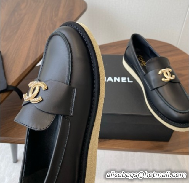 Top Grade Chanel Smooth Calfskin Loafers CH9336 Black 