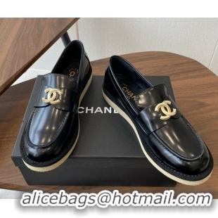 Unique Style Chanel Brushed Calfskin Loafers CH9337 Black