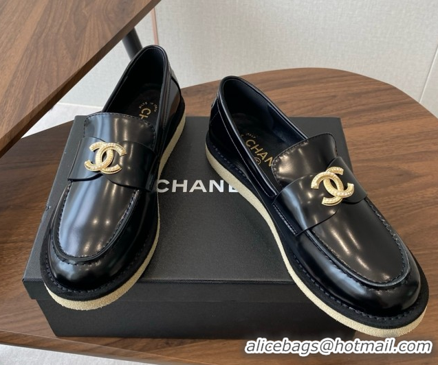 Unique Style Chanel Brushed Calfskin Loafers CH9337 Black