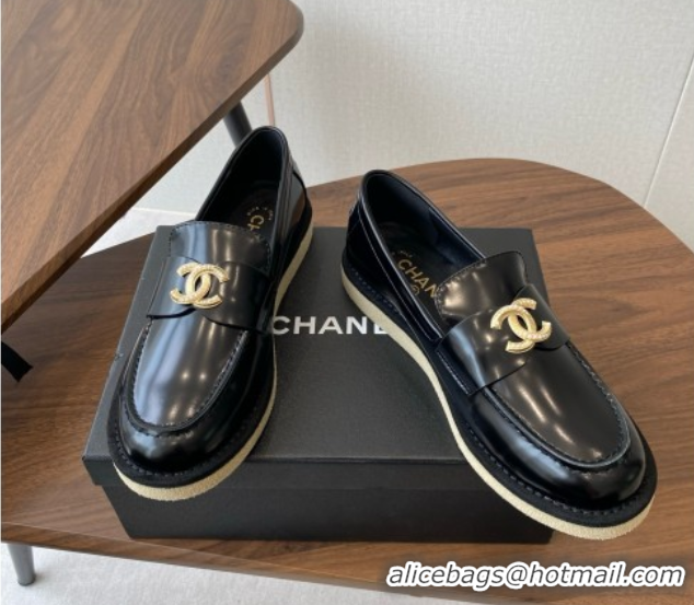 Unique Style Chanel Brushed Calfskin Loafers CH9337 Black