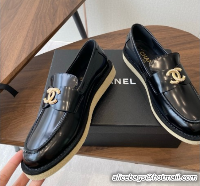Unique Style Chanel Brushed Calfskin Loafers CH9337 Black
