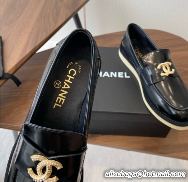 Unique Style Chanel Brushed Calfskin Loafers CH9337 Black