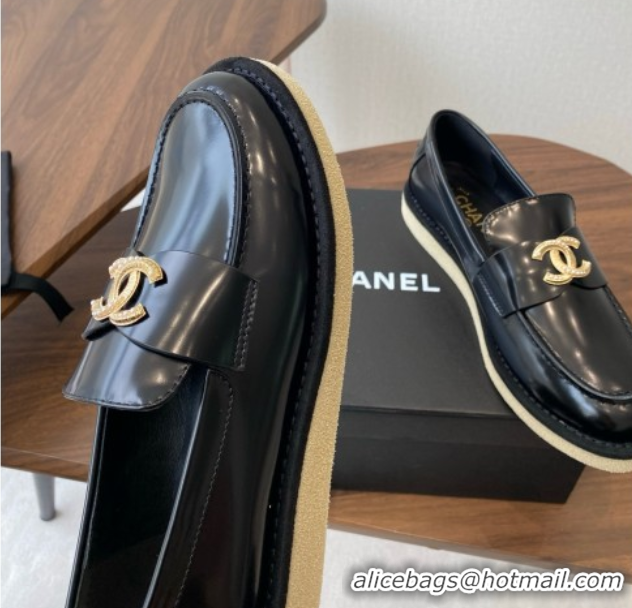 Unique Style Chanel Brushed Calfskin Loafers CH9337 Black