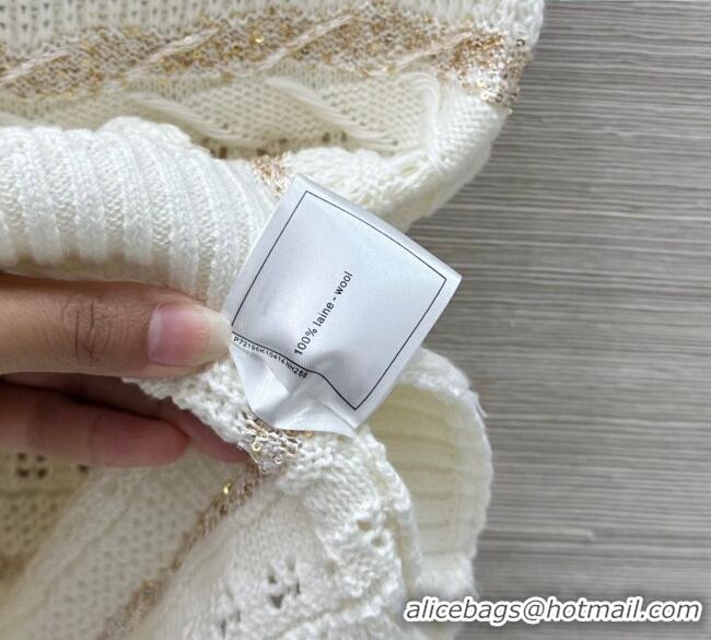 Good Product Chanel Wool Knit Vest with Gold-Tone Sequins CH061211 White 2025