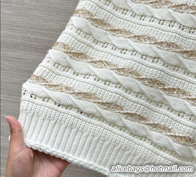 Good Product Chanel Wool Knit Vest with Gold-Tone Sequins CH061211 White 2025