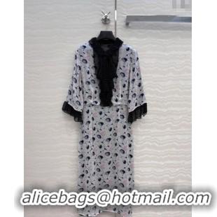Best Price Prada Summer Silk Printed Dress PR061213 Grey 2025