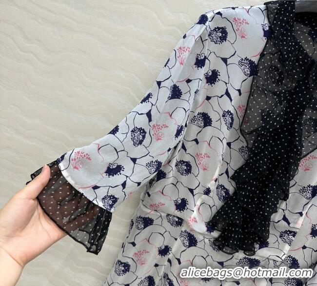 Best Price Prada Summer Silk Printed Dress PR061213 Grey 2025