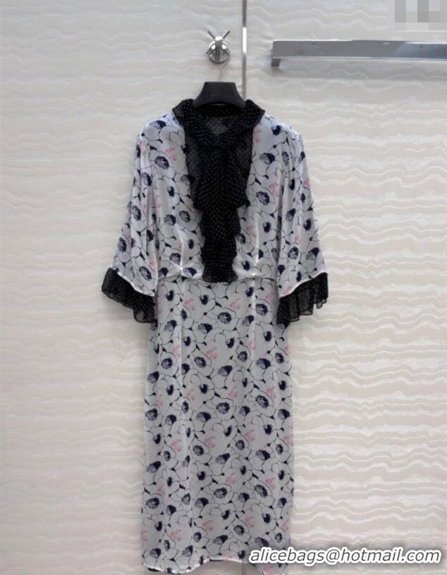 Best Price Prada Summer Silk Printed Dress PR061213 Grey 2025