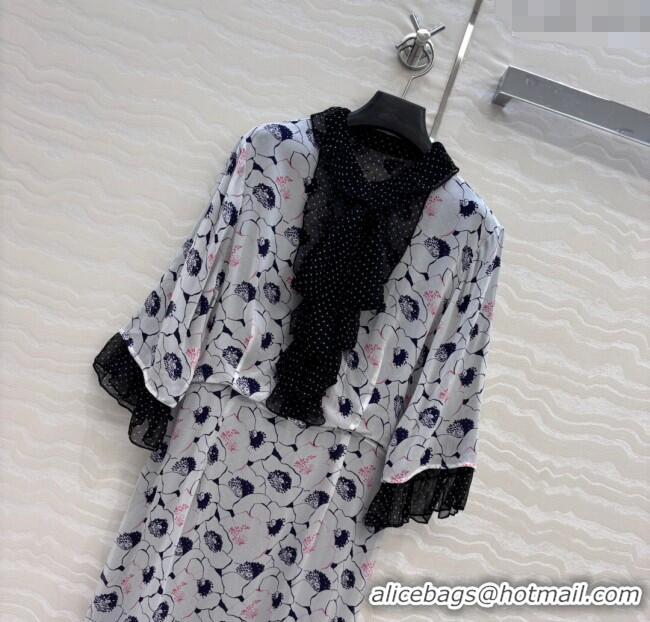 Best Price Prada Summer Silk Printed Dress PR061213 Grey 2025