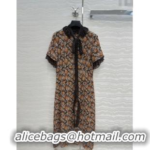 Top Grade Prada Summer Silk Printed Dress PR061214 Brown 2025