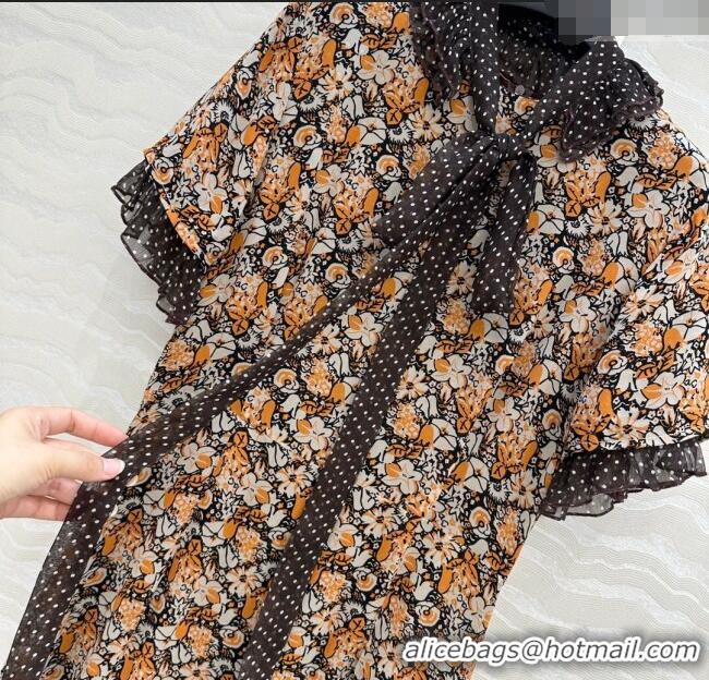 Top Grade Prada Summer Silk Printed Dress PR061214 Brown 2025