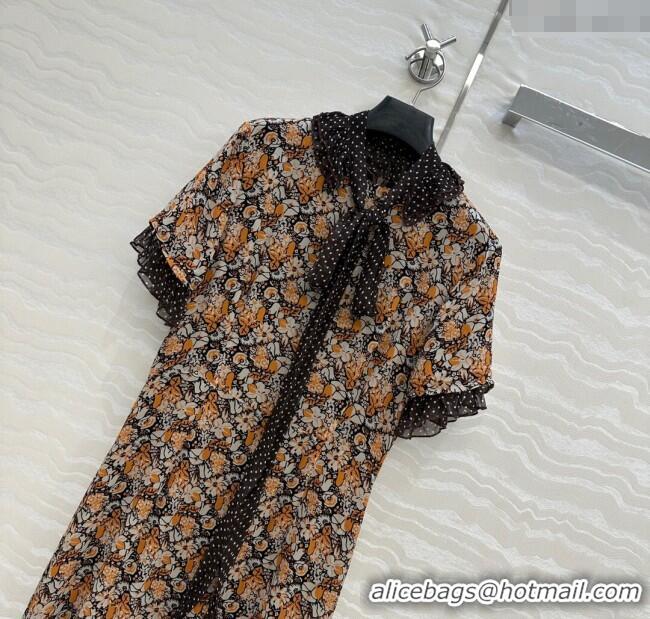 Top Grade Prada Summer Silk Printed Dress PR061214 Brown 2025