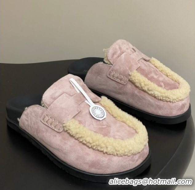 Good Looking Hermes Go Mule in Suede and Shearling Pink 2025 H232865 0820001