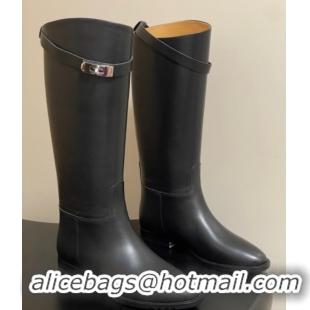 Purchase Hermes Jumping Boots in Calfskin with Kelly Strap Black H082001 0820005