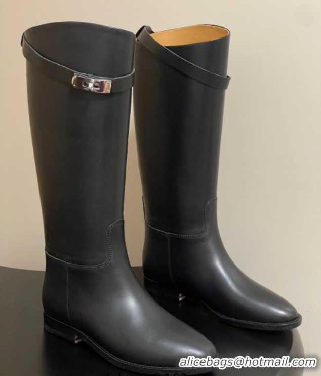 Purchase Hermes Jumping Boots in Calfskin with Kelly Strap Black H082001 0820005
