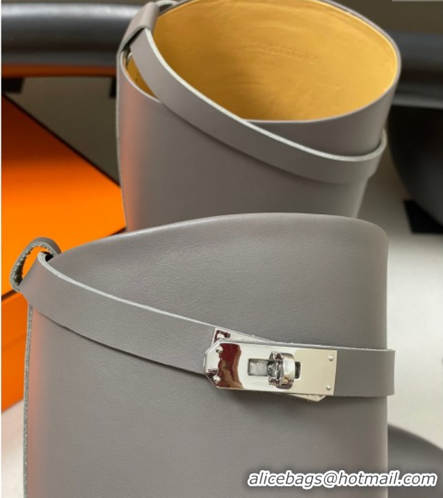 Sumptuous Hermes Jumping Boots in Calfskin with Kelly Strap Grey 2025 H082001 0820008