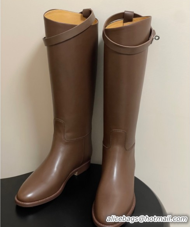 Popular Style Hermes Jumping Boots in Calfskin with Kelly Strap Taupe 2025 H082001 0820009
