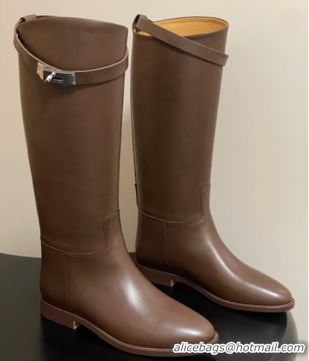 Popular Style Hermes Jumping Boots in Calfskin with Kelly Strap Taupe 2025 H082001 0820009