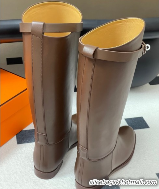 Popular Style Hermes Jumping Boots in Calfskin with Kelly Strap Taupe 2025 H082001 0820009
