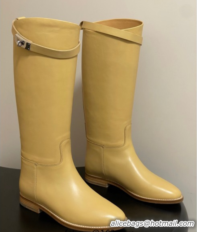 Best Product Hermes Jumping Boots in Calfskin with Kelly Strap Yellow 2025 H082001 0820010