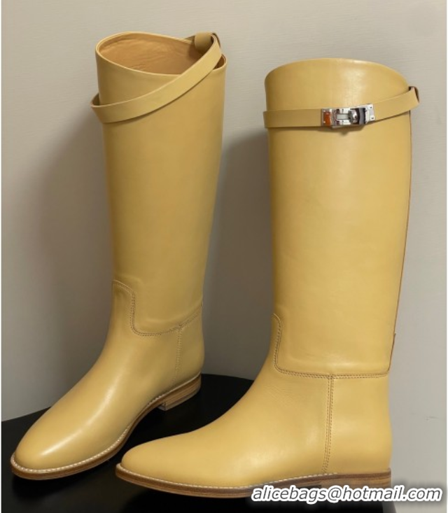 Best Product Hermes Jumping Boots in Calfskin with Kelly Strap Yellow 2025 H082001 0820010