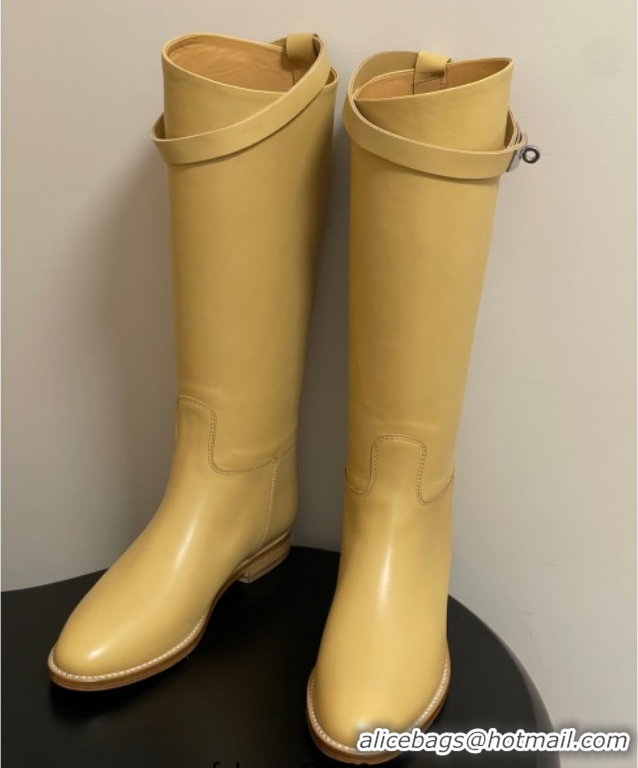 Best Product Hermes Jumping Boots in Calfskin with Kelly Strap Yellow 2025 H082001 0820010