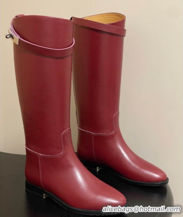 Good Looking Hermes Jumping Boots in Calfskin with Kelly Strap Red 2025 H082001 0820011