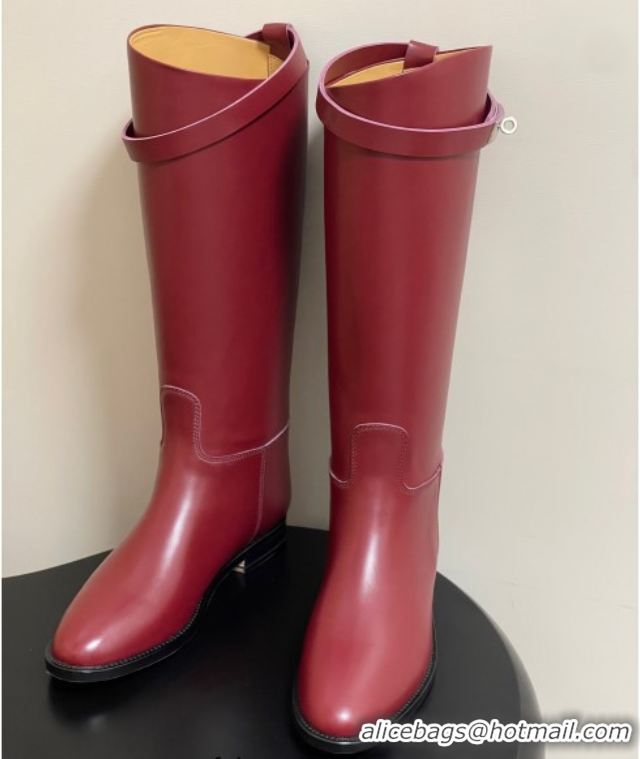 Good Looking Hermes Jumping Boots in Calfskin with Kelly Strap Red 2025 H082001 0820011