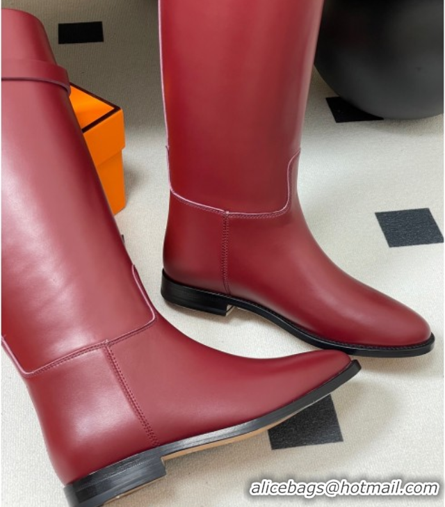 Good Looking Hermes Jumping Boots in Calfskin with Kelly Strap Red 2025 H082001 0820011