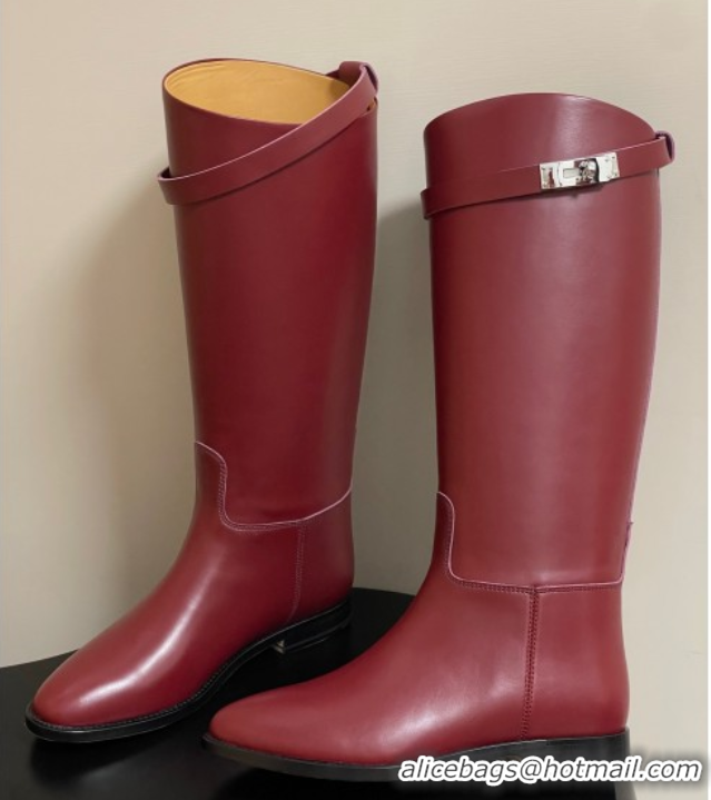 Good Looking Hermes Jumping Boots in Calfskin with Kelly Strap Red 2025 H082001 0820011