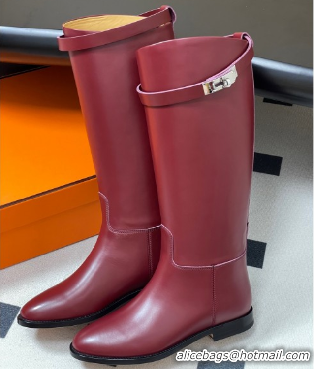 Good Looking Hermes Jumping Boots in Calfskin with Kelly Strap Red 2025 H082001 0820011