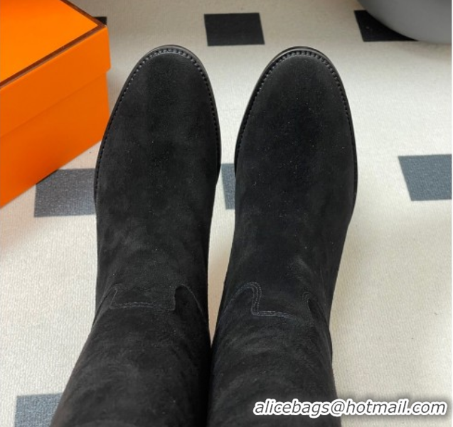 Top Grade Hermes Jumping Boots in Suede with Kelly Strap Black 2025 H082001 0820012